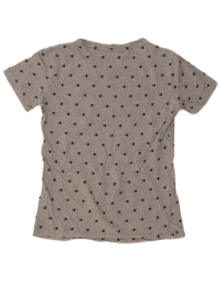 Camiseta feminina com estampa CHAMPION UK 12 algodão cinza médio