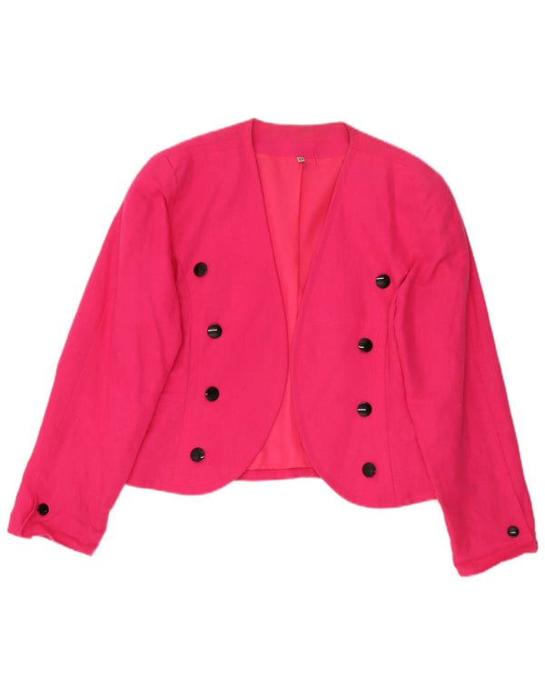Jaqueta blazer aberta feminina vintage UE 44 grande linho rosa