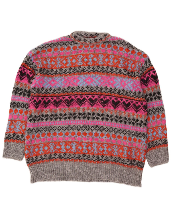 Suéter feminino Zara com gola redonda UK 16 grande multicolorido Fair Isle
