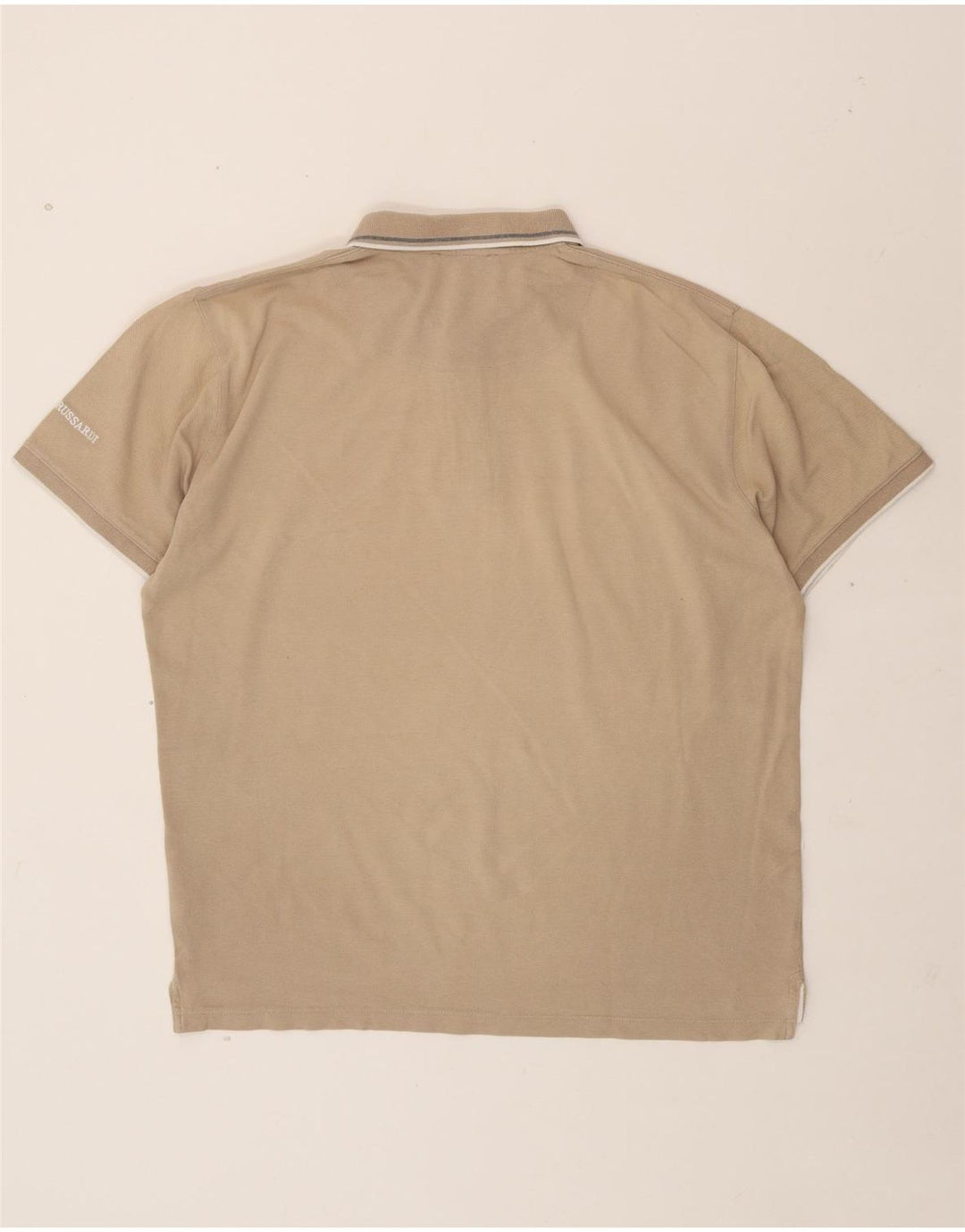TRUSSARDI Mens Slim Polo Shirt 2XL Beige Cotton Vintage Trussardi and Second-Hand Trussardi from Messina Hembry 