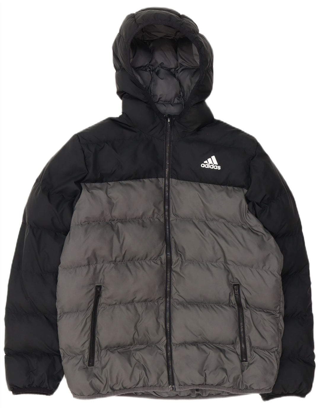 Casaco acolchoado com capuz Adidas Boys 13-14 anos cinzento colorblock