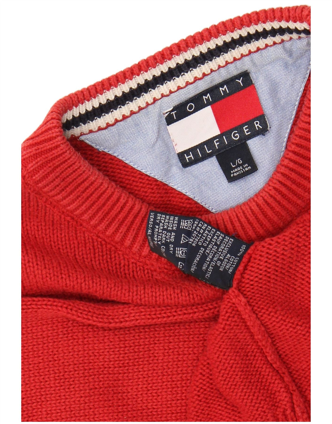 Suéter masculino TOMMY HILFIGER com gola redonda, grande algodão vermelho