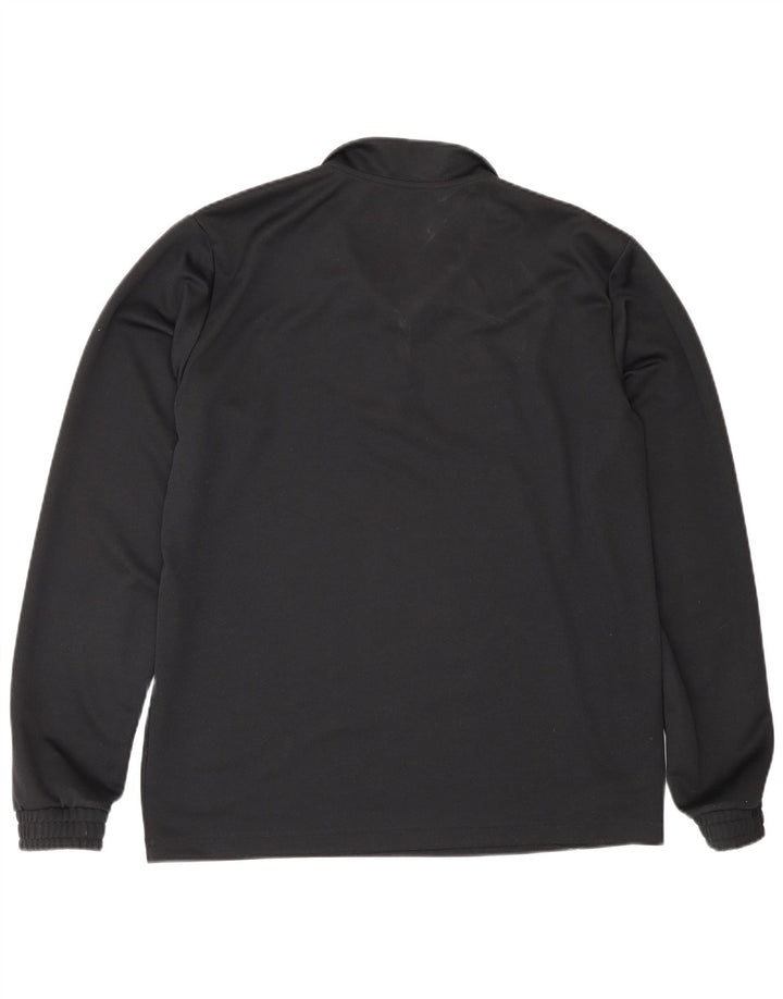 Adidas Mens Zip Neck Top Manga Longa Grande Poliéster Preto Esportes