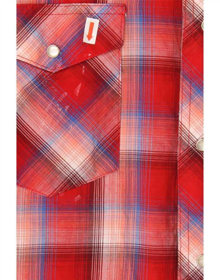 Wrangler Camisa masculina de manga curta grande algodão xadrez vermelho