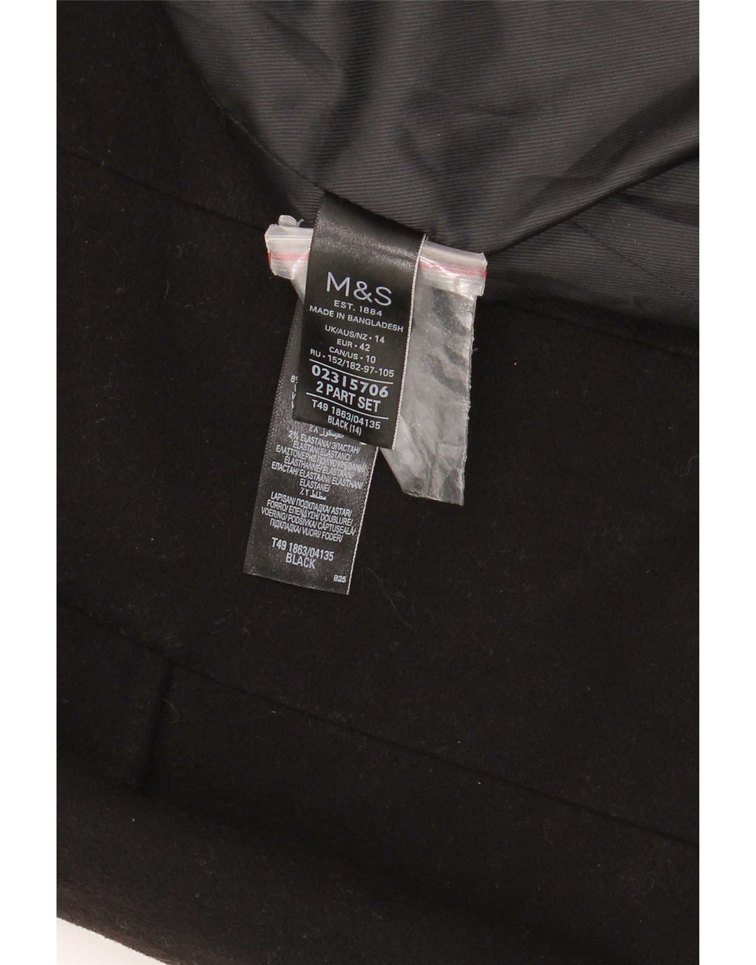 Sobretudo feminino Marks & Spencer UK 14 grande poliéster preto