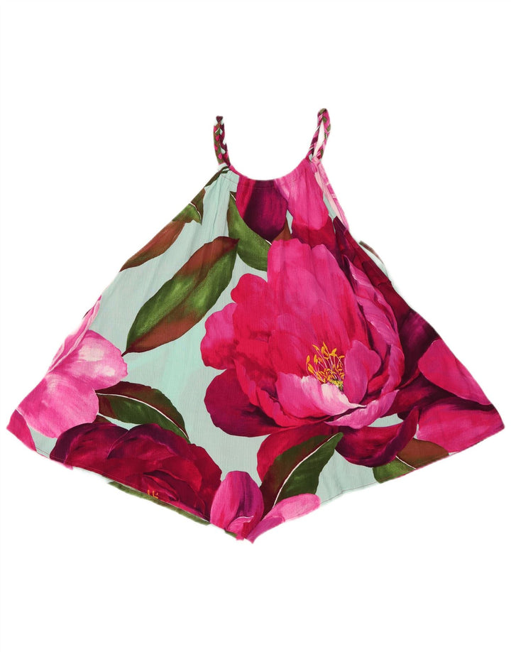 DESIGUAL Top feminino assimétrico frente única UK 14 médio floral multicolorido