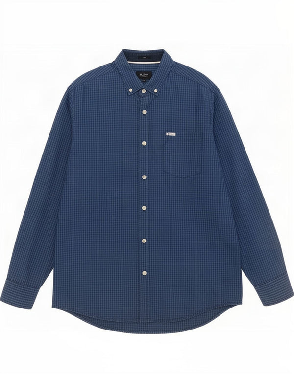 Camisa Slim Masculina PEPE Jeans XL Azul Xadrez Algodão