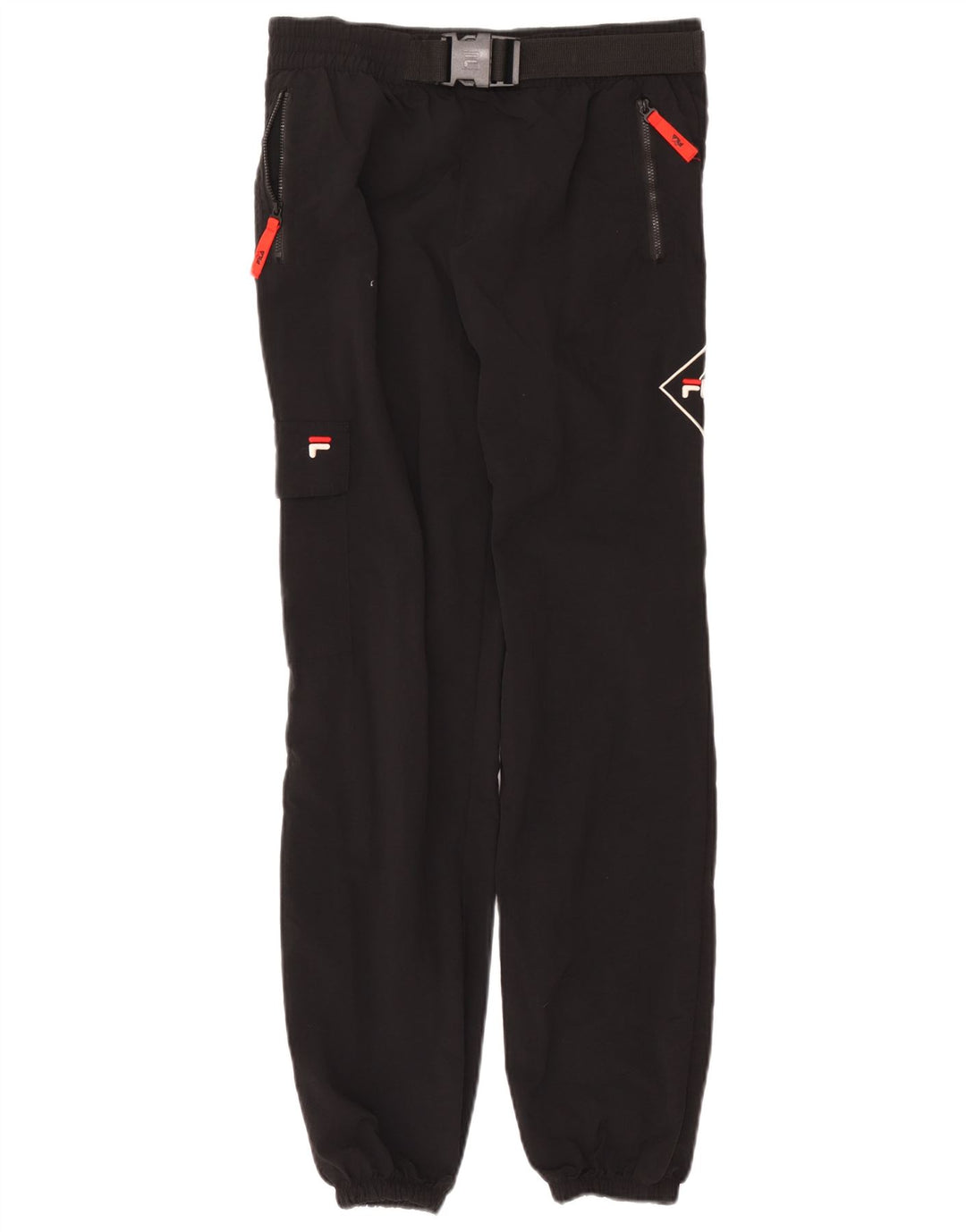 Fila Mens Graphic Cargo Calças de treino Joggers Médio Preto Nylon