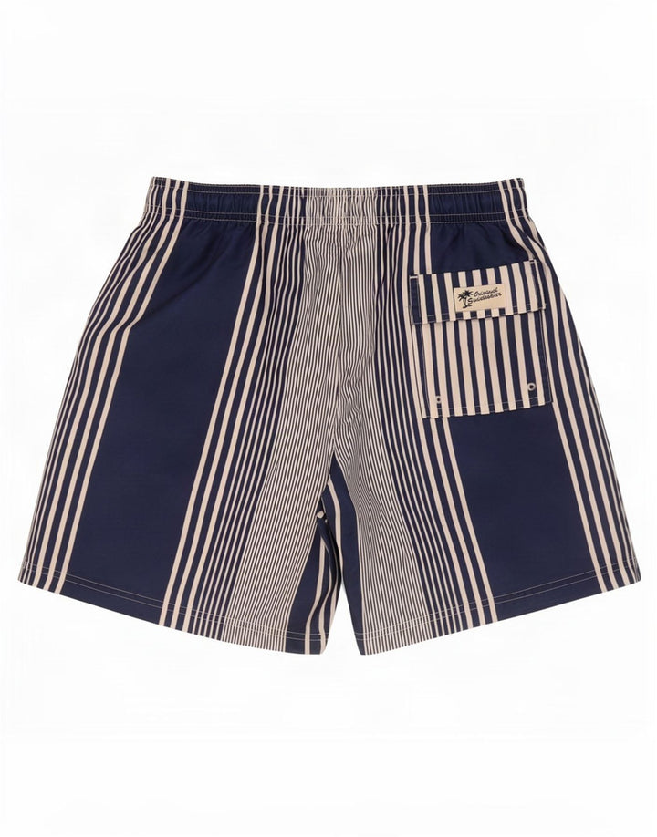 Shorts de natação masculino Marks & Spencer grande poliéster listrado azul marinho