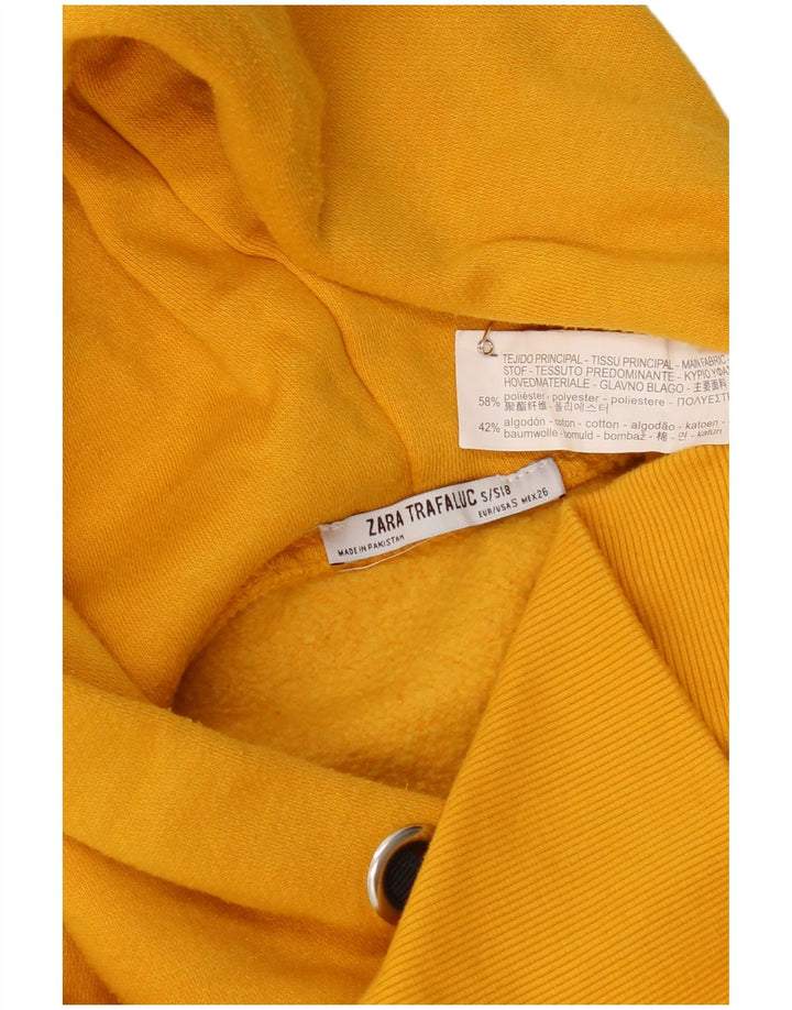 Zara Womens Oversized Hoodie Jumper UK 10 Pequeno Poliéster Amarelo