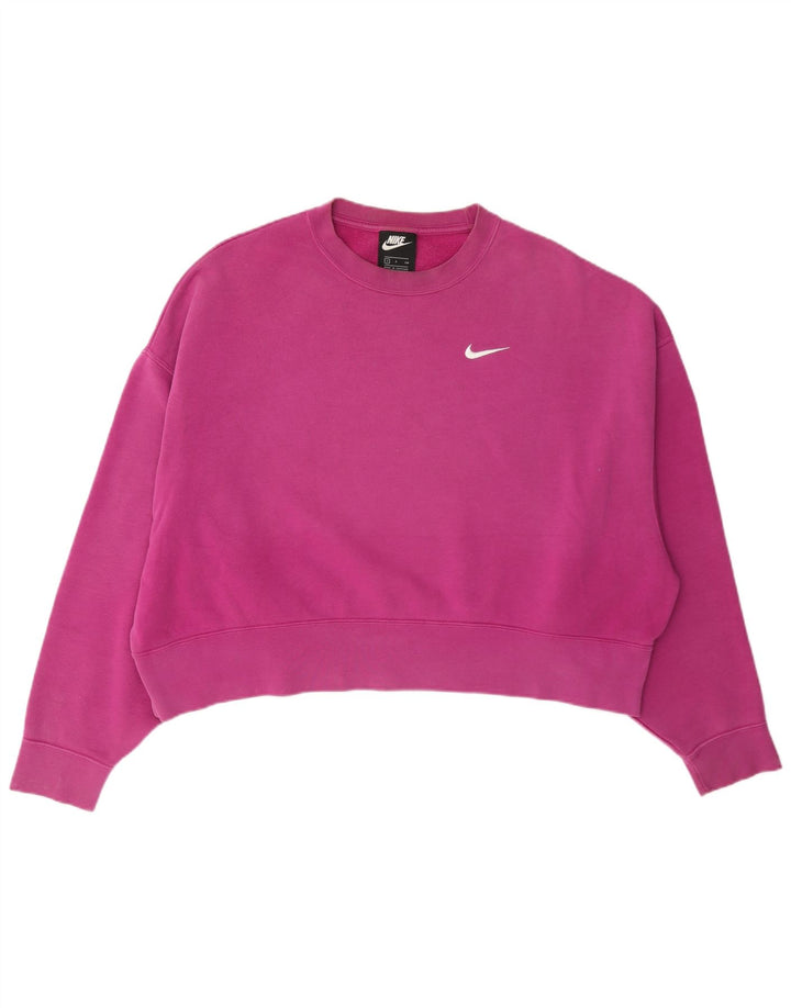 Nike Womens Crop Oversized Moletom Jumper UK 10 Pequeno Algodão Rosa
