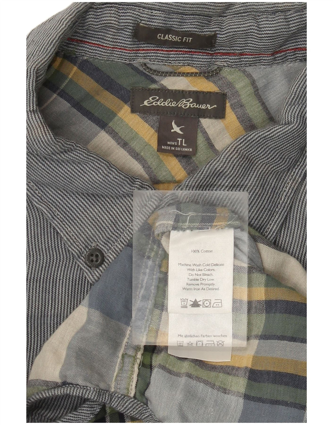 EDDIE BAUER Camisa masculina alta clássica de algodão grande azul