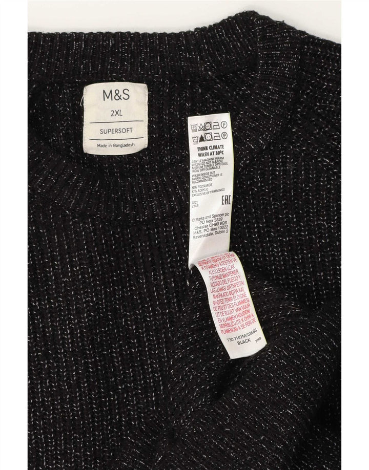 Suéter masculino Marks & Spencer com gola redonda 2XL poliamida manchada preta