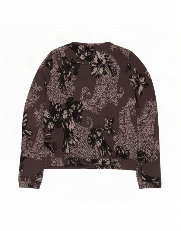 Suéter cardigã feminino Zara UK 12 cinza médio paisley viscose