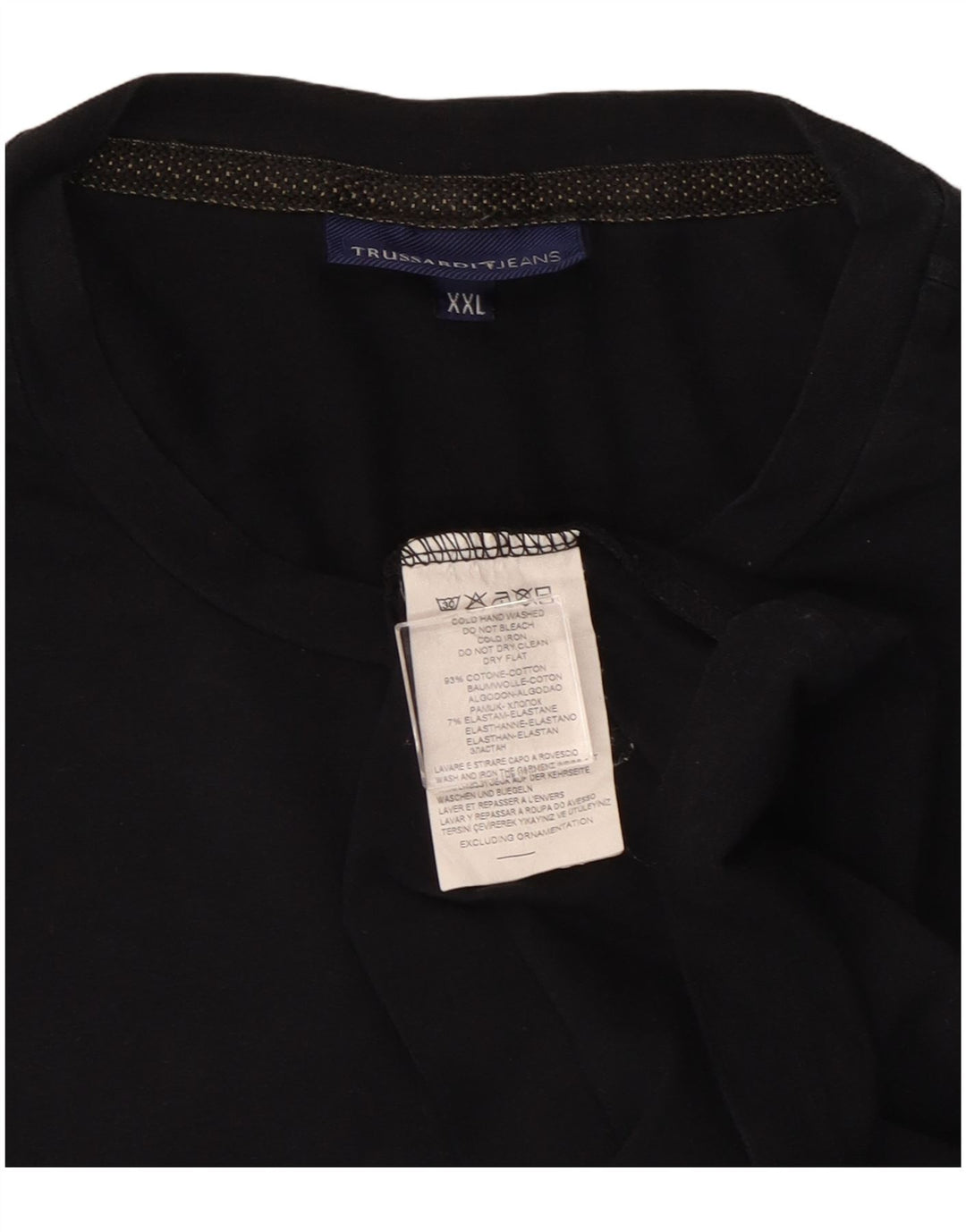 TRUSSARDI JEANS Top masculino manga comprida 2XL algodão preto