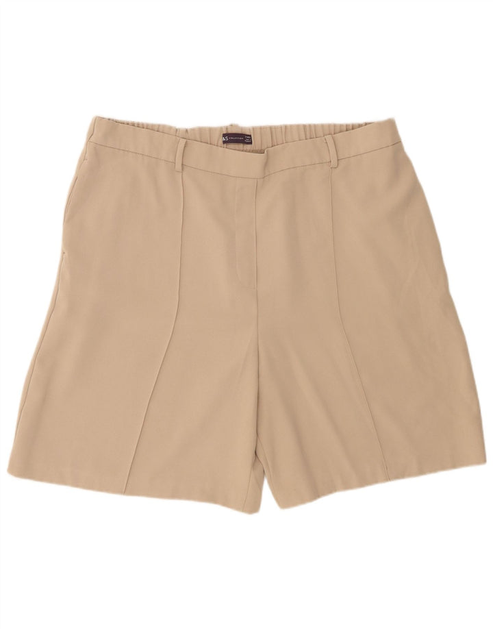 Shorts chino feminino Marks & Spencer Reino Unido 20 2XL W42 poliéster bege