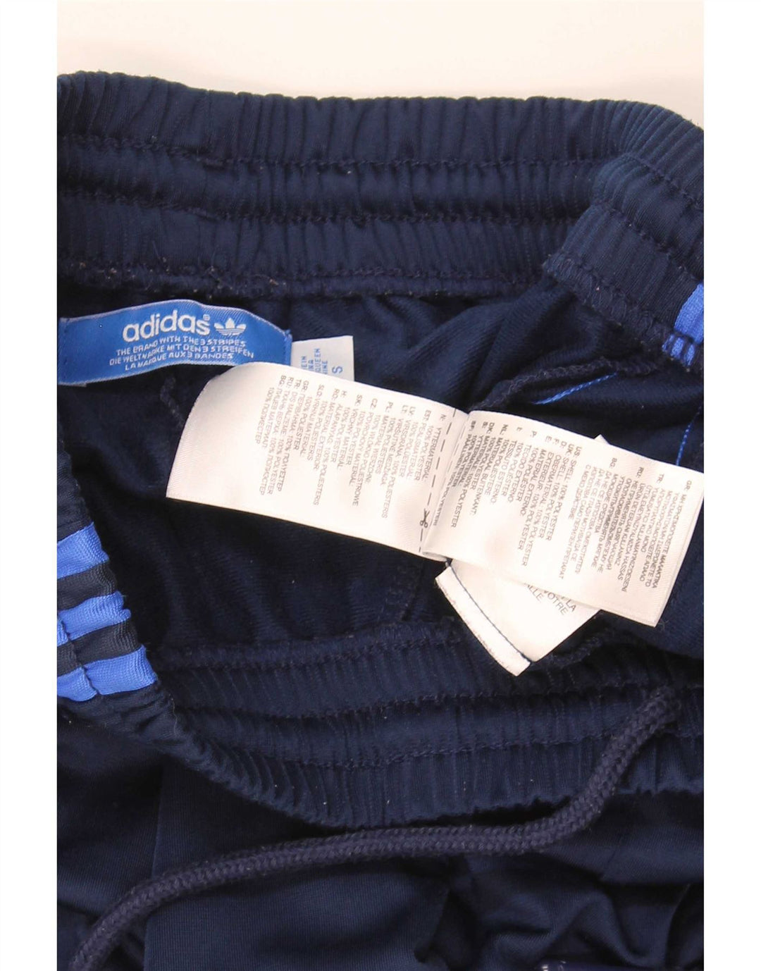 Calça de treino masculina Adidas pequena azul marinho poliéster