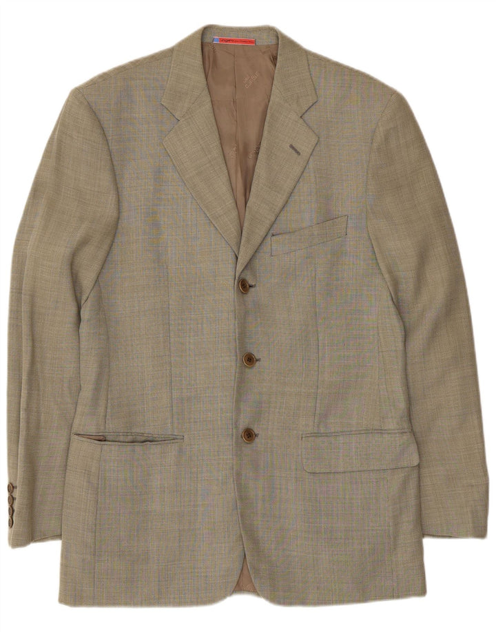 Jaqueta blazer masculina de 3 botões UNGARO IT 46 pequena lã cáqui