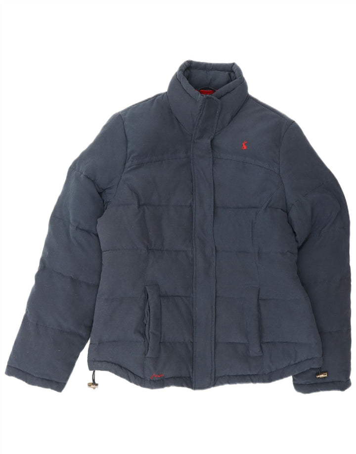 Jaqueta acolchoada feminina Joules UK 12 poliéster azul marinho médio