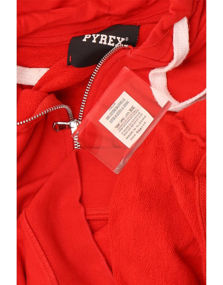 Suéter feminino Pyrex com capuz e zíper gráfico Reino Unido 14 algodão vermelho médio