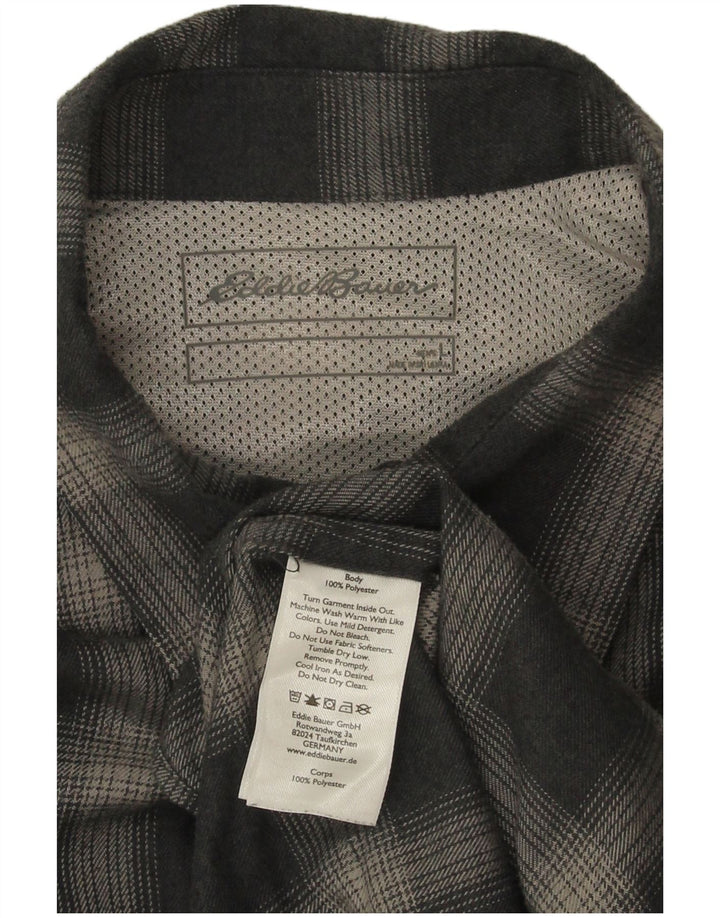 Camisa masculina de flanela Eddie Bauer grande poliéster xadrez azul marinho