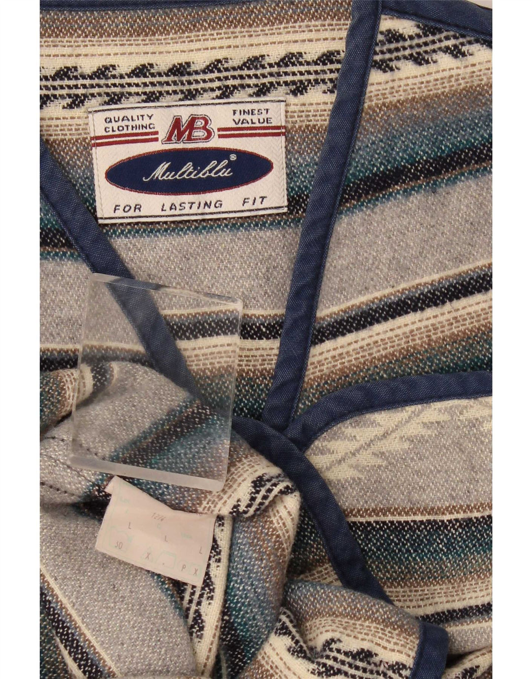Colete masculino Multiblu grande lã listrada azul