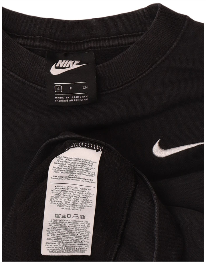 Nike Womens Crop Oversized Moletom Jumper UK 10 Pequeno Algodão Preto