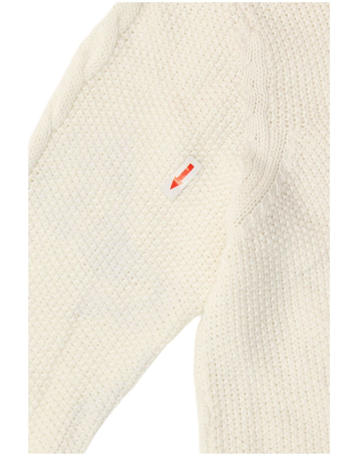 Suéter feminino Oasis com gola canoa e algodão branco médio UK 14