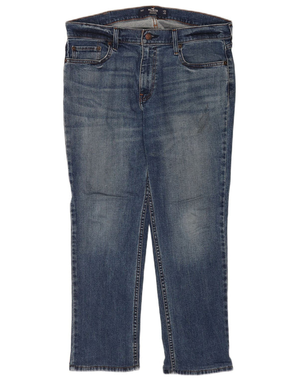 Hollister Mens Straight Slim Jeans W33 L27 Azul Algodão