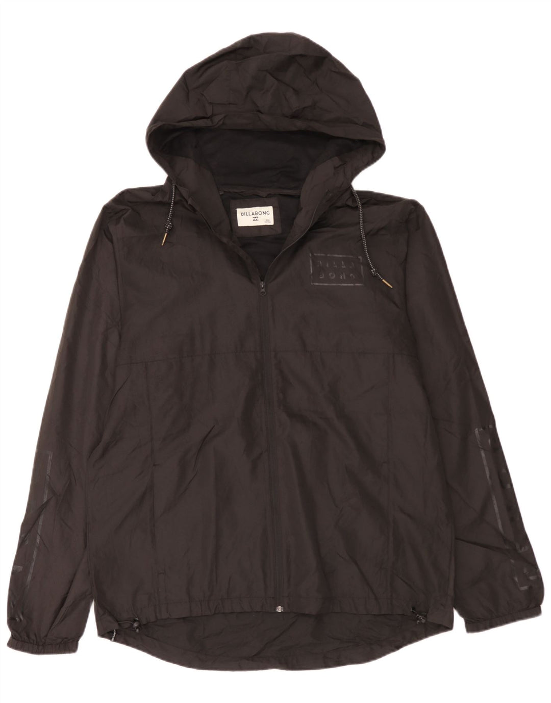 Jaqueta de chuva masculina Billabong com capuz gráfico UK 44 2XL poliéster preto