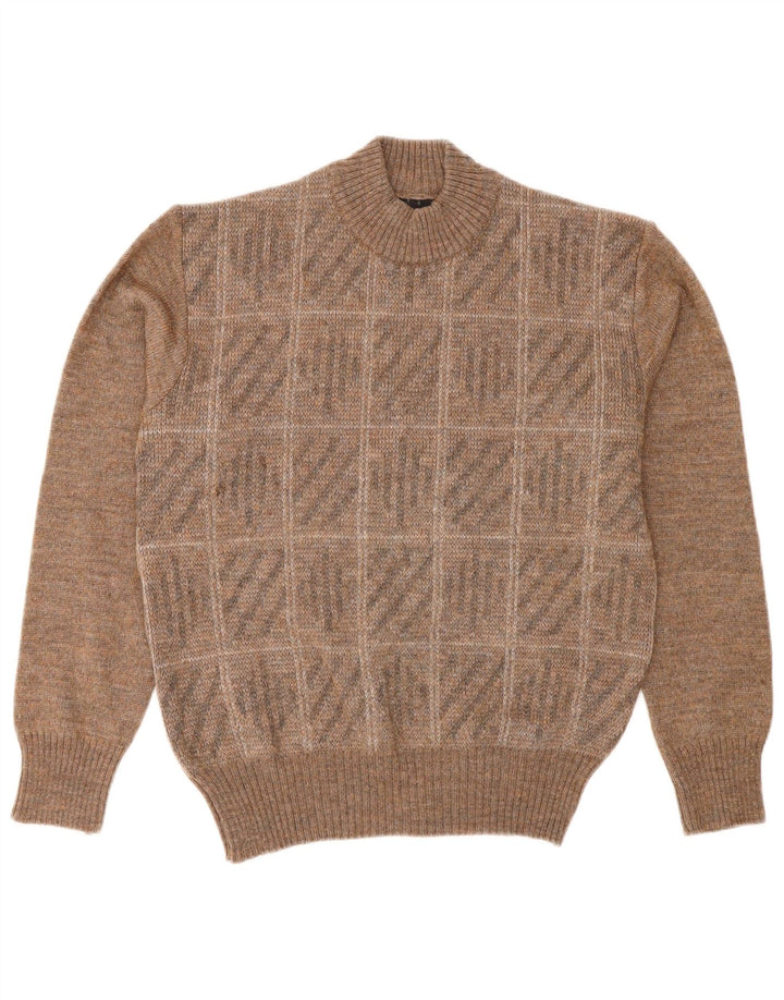 Rinaldi Suéter masculino geométrico jumper médio marrom geométrico clássico