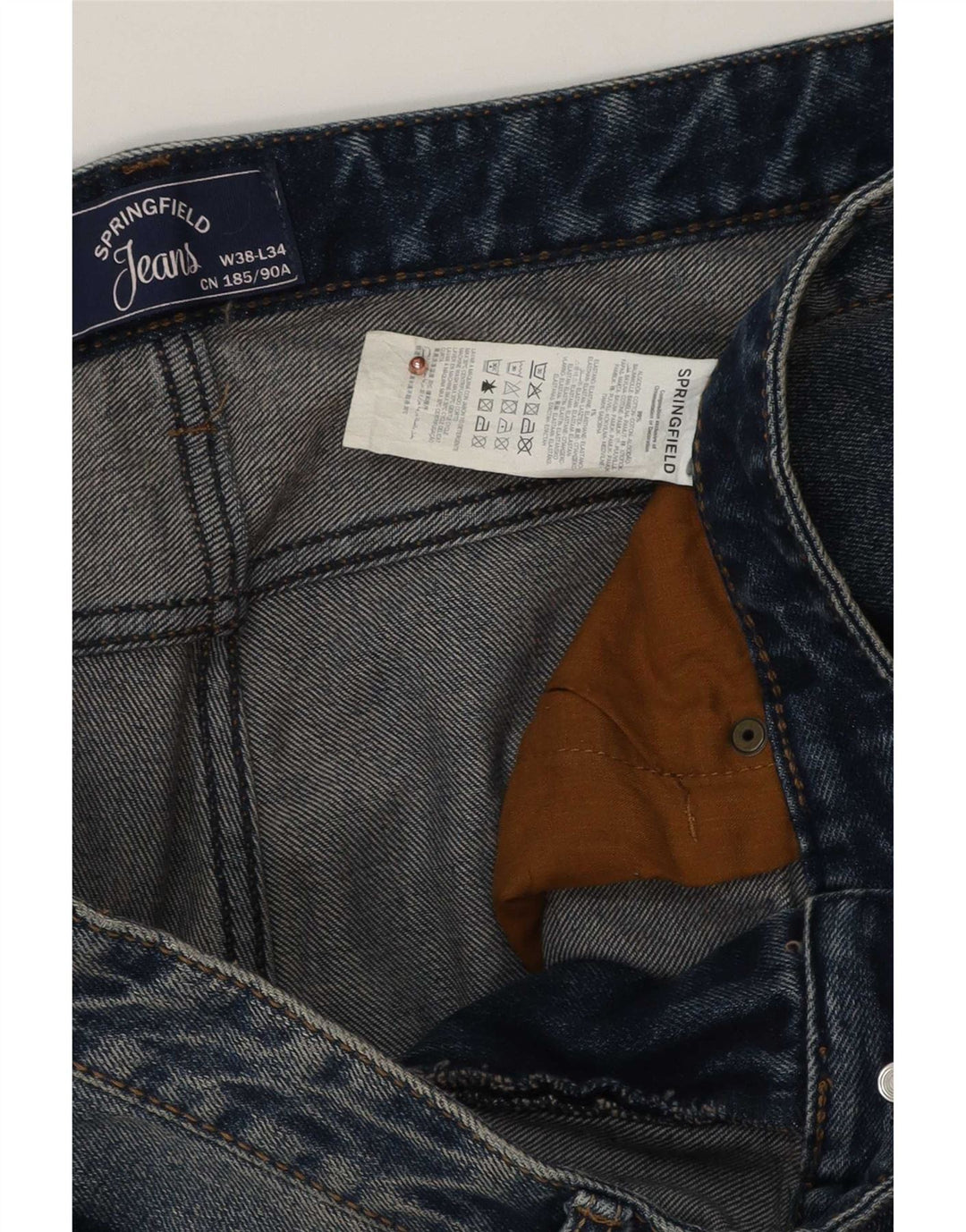 Springfield Mens Slim Jeans W38 L34 Azul Algodão
