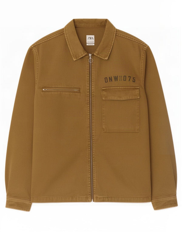 Jaqueta utilitária masculina Zara Relaxed Fit Reino Unido 42 XL Caqui
