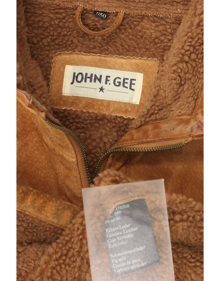 Jaqueta masculina de camurça Sherpa John F Gee IT 50 couro bege grande