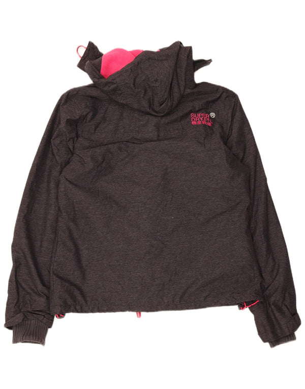 Jaqueta corta-vento feminina Superdry com capuz e blusão UK 16 grande cinza