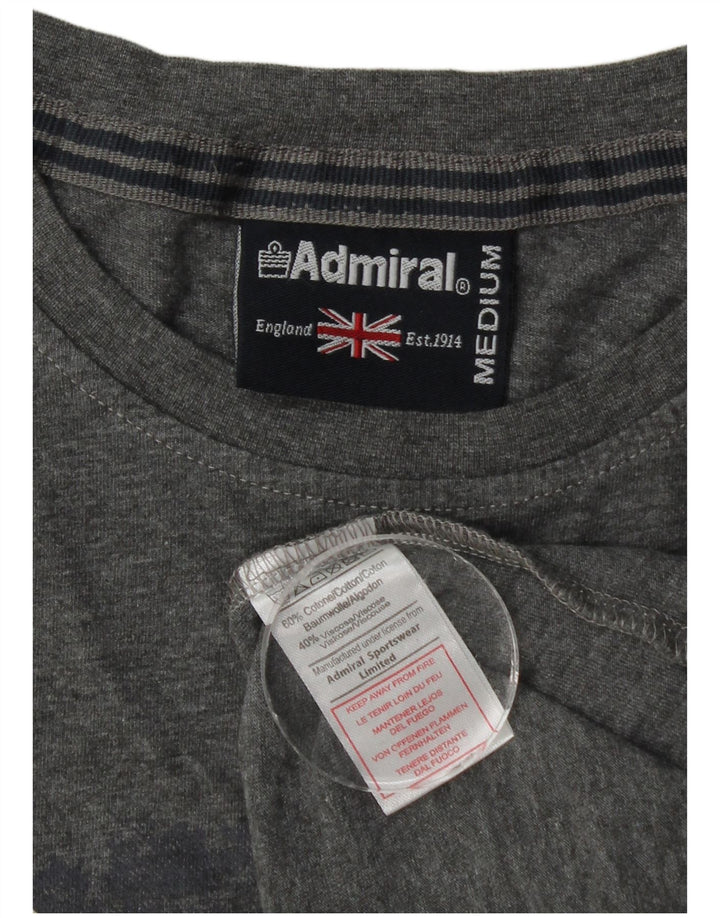 Admiral Mens Graphic Top manga comprida algodão manchado cinza médio