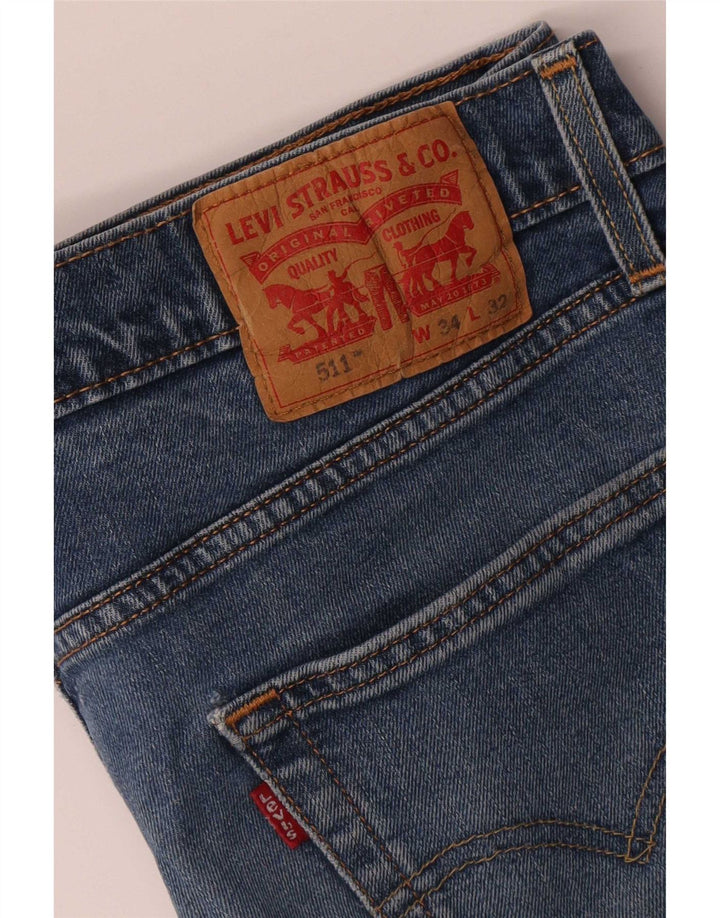 Levi's Mens 511 Slim Jeans W34 L30 Azul Algodão