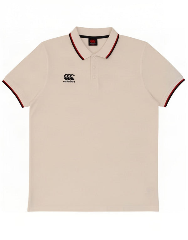 Canterbury Mens Polo Shirt XL White Striped Polyester