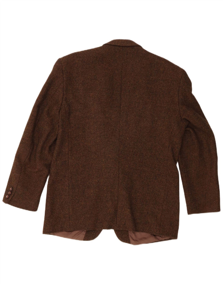Jaqueta blazer masculina Yves Gerard com 2 botões IT 52 XL marrom espinha de peixe nova lã