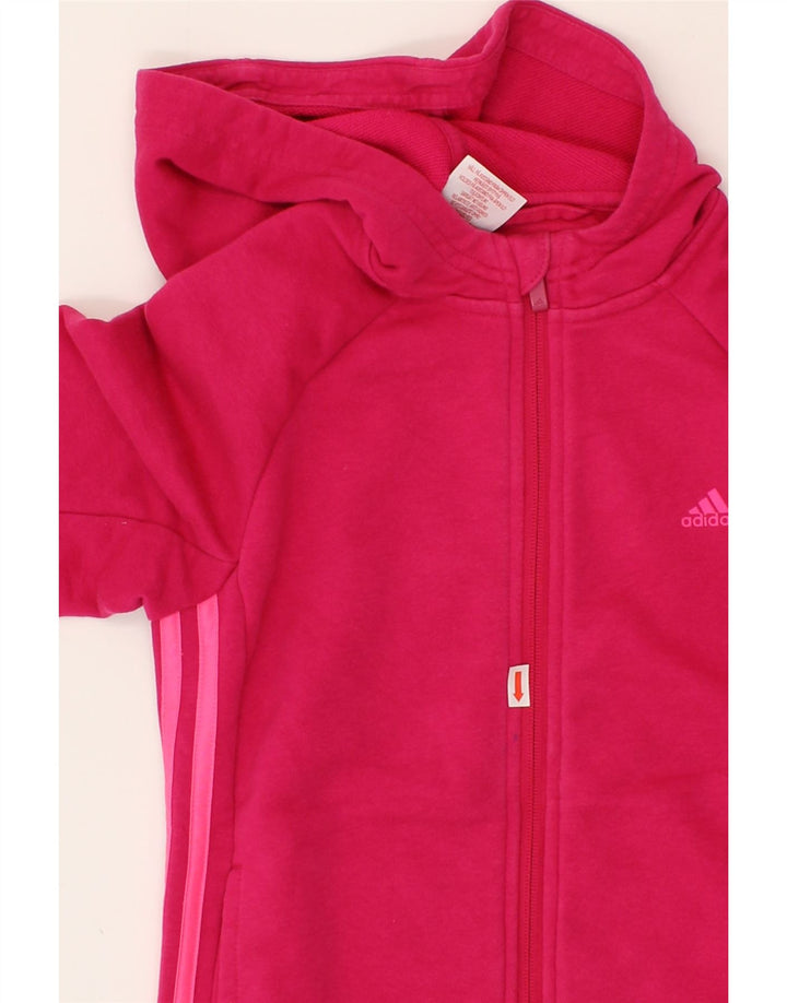 ADIDAS Girls Climalite Zip Hoodie Sweater 11-12 Years Pink Cotton Vintage Adidas and Second-Hand Adidas from Messina Hembry 