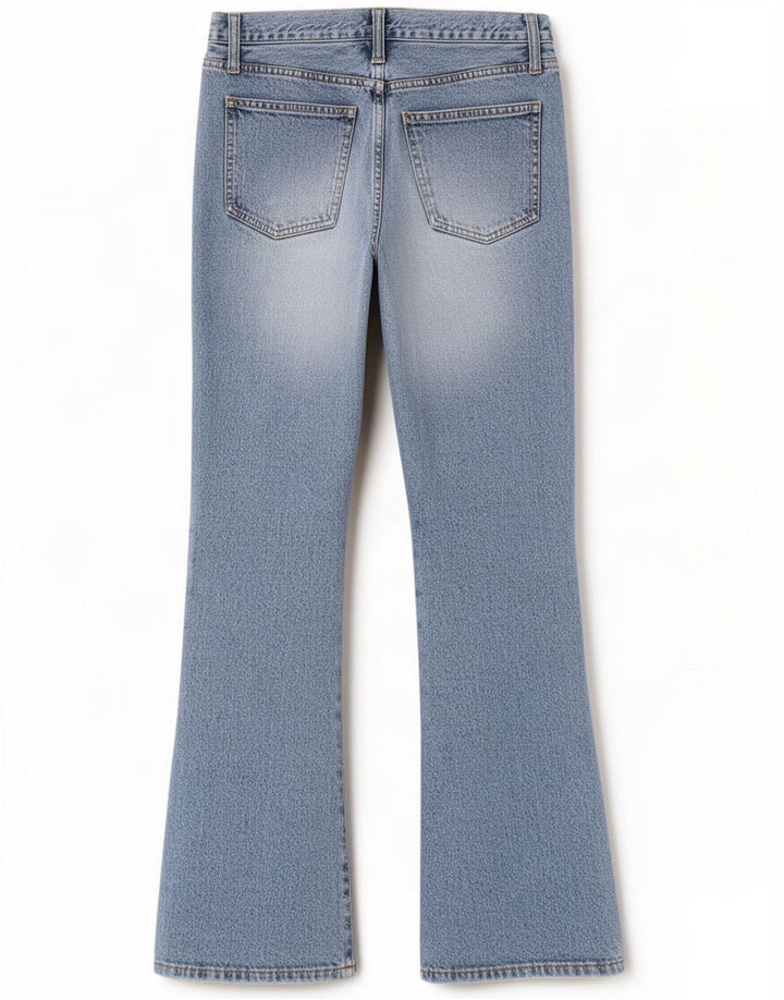 Benetton Womens Flared Jeans IT 42 Medium W32 L30 Blue Cotton