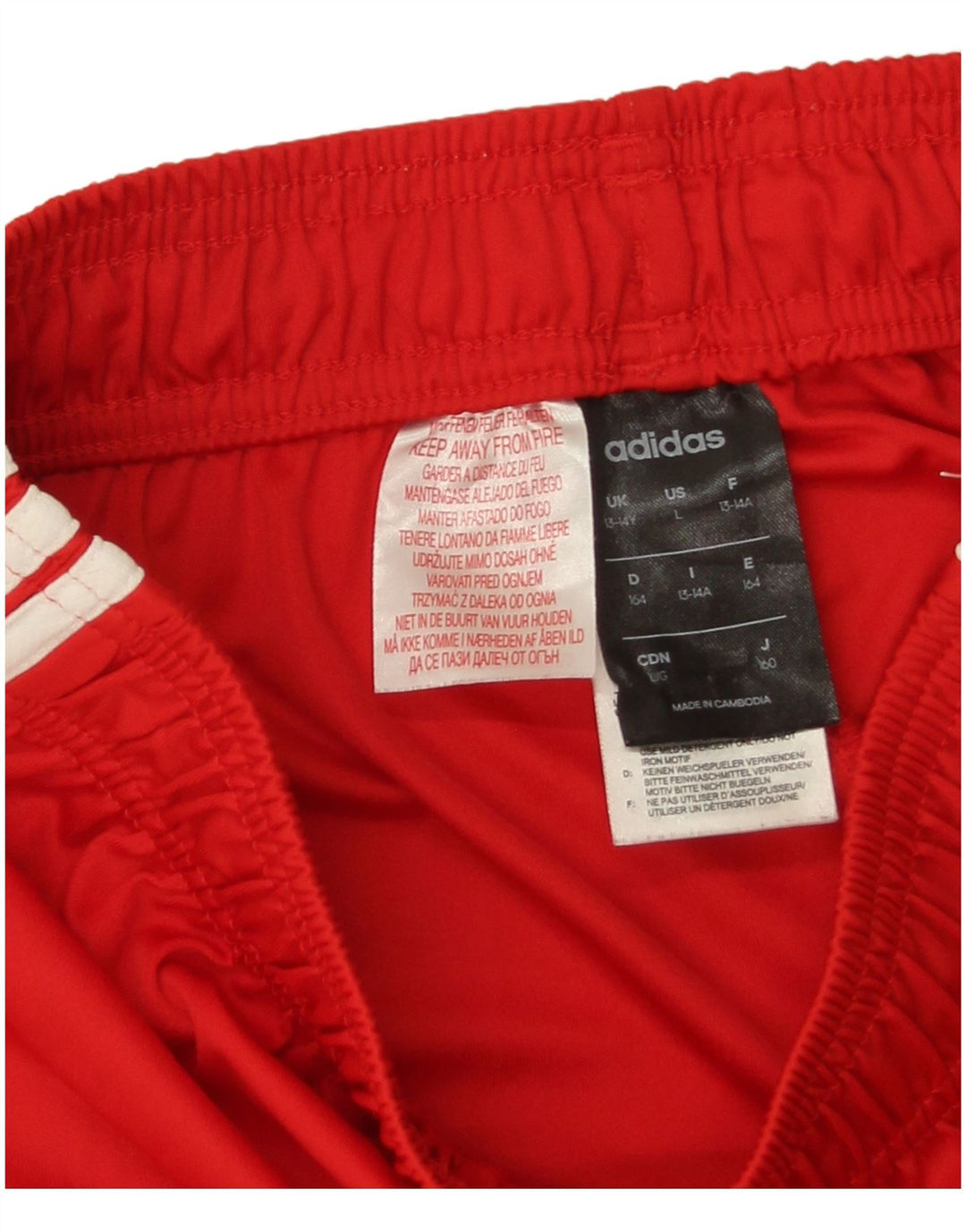 Shorts esportivos Adidas meninos 13-14 anos poliéster vermelho