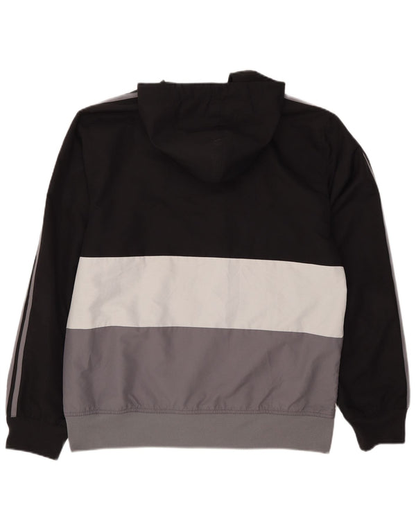 Adidas masculino moletom com capuz jaqueta superior médio preto colorblock poliéster
