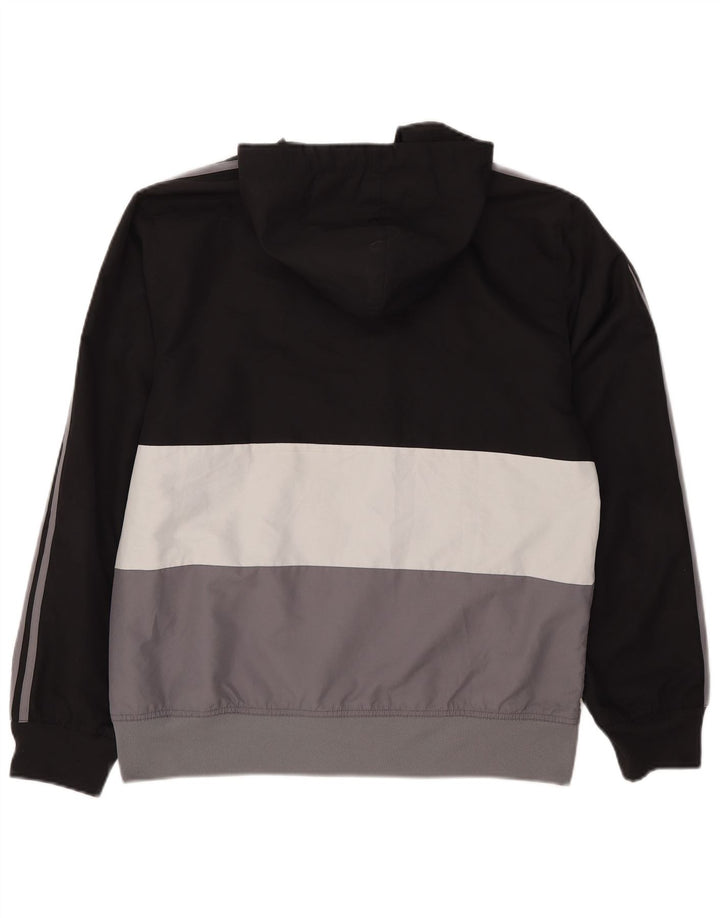 Adidas masculino moletom com capuz jaqueta superior médio preto colorblock poliéster