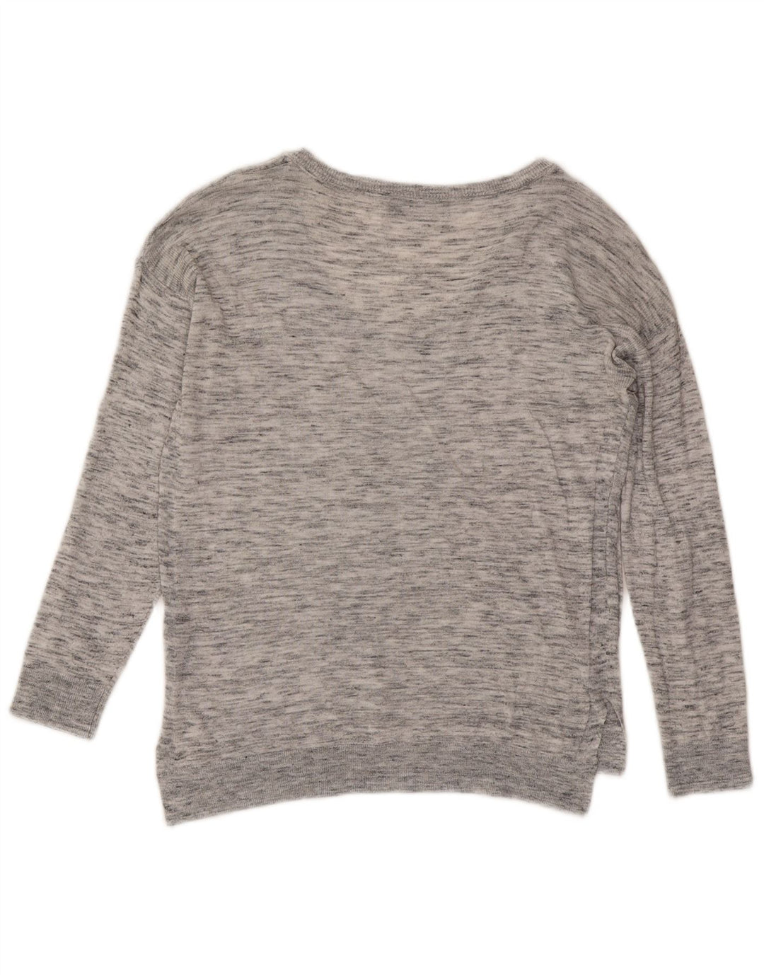 Suéter feminino Marks & Spencer com decote em V Reino Unido 8 pequeno cinza manchado