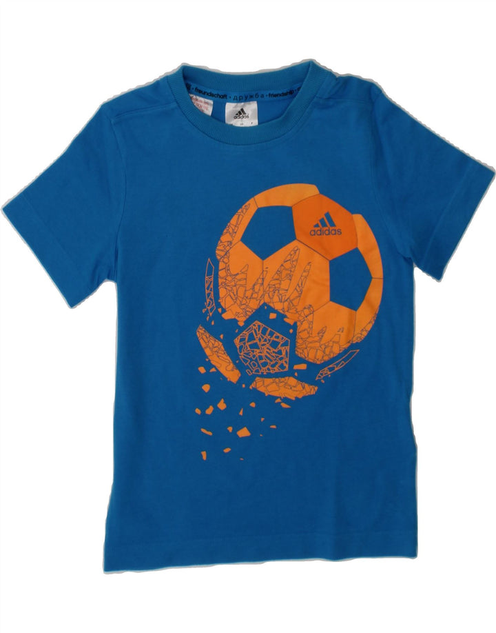 ADIDAS Boys Graphic T-Shirt Top 5-6 Years Blue Cotton Vintage Adidas and Second-Hand Adidas from Messina Hembry 