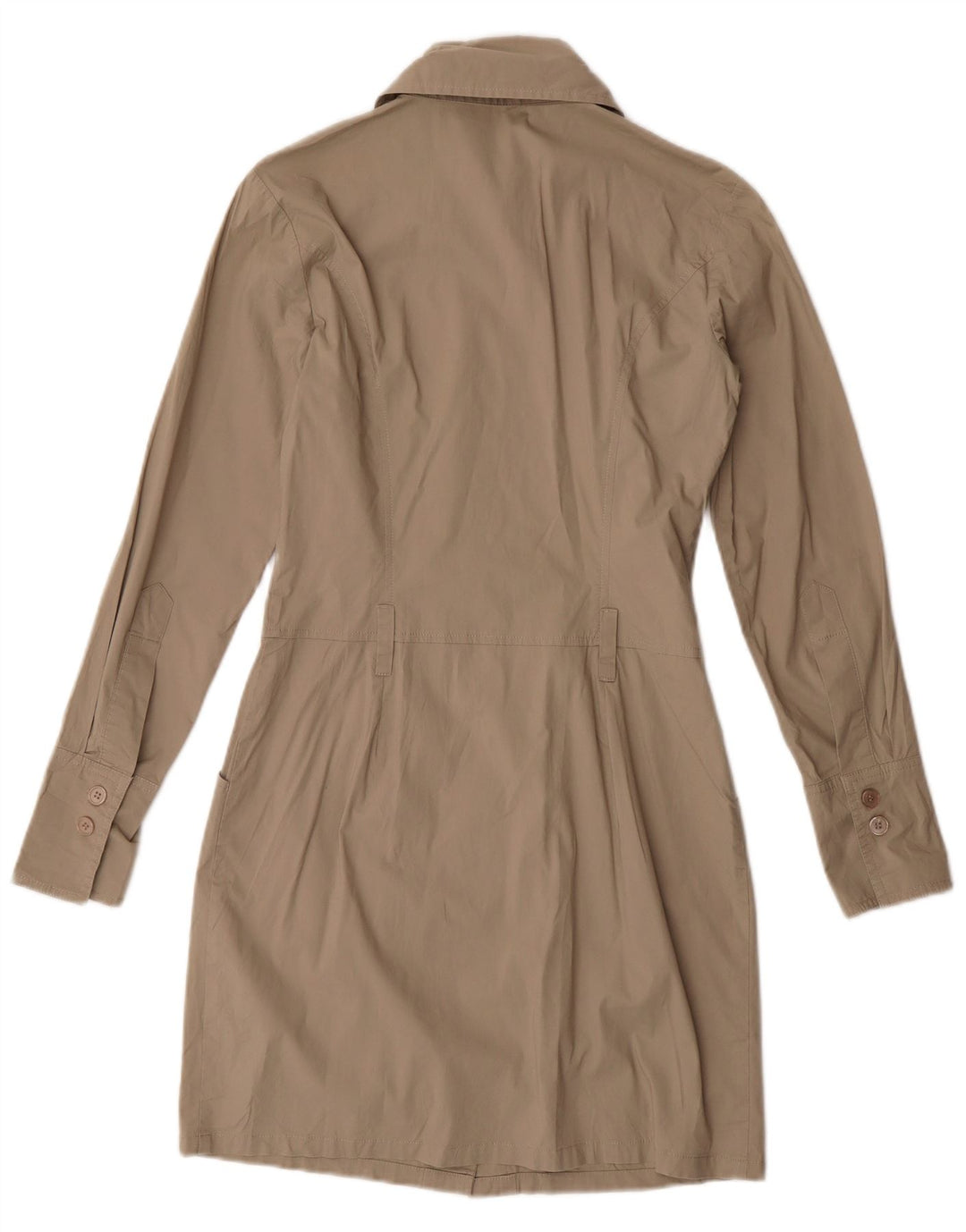 Vestido camisa feminino Benetton Reino Unido 10 pequeno algodão bege