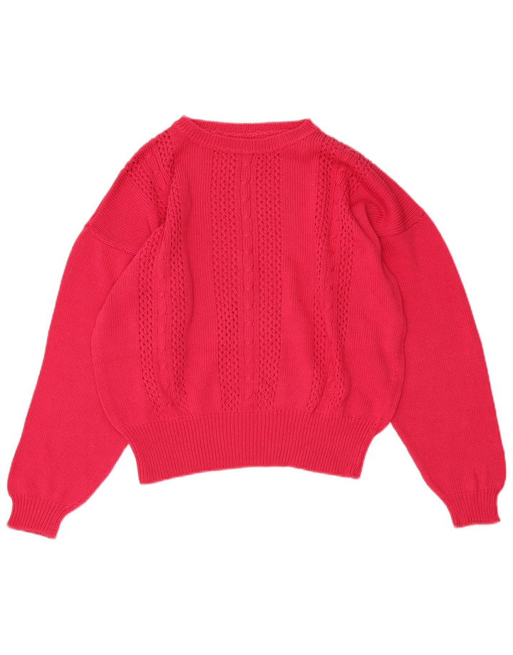 Suéter feminino VINTAGE com gola canoa UK 18 XL rosa