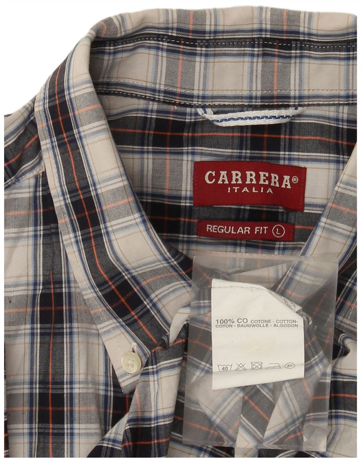 Camisa masculina Carrera de manga curta regular fit grande xadrez multicolorida