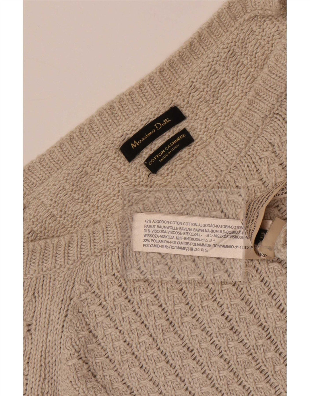 Suéter feminino Massimo Dutti com gola canoa Reino Unido 14 algodão cinza médio